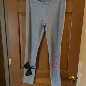 Under armor Gray Leggings with Black and Pink Accents